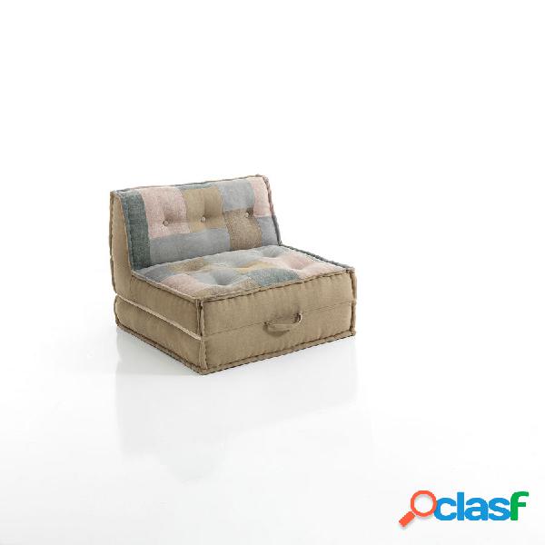 Poltrona chaise longue in cotone patchwork con maniglie cm