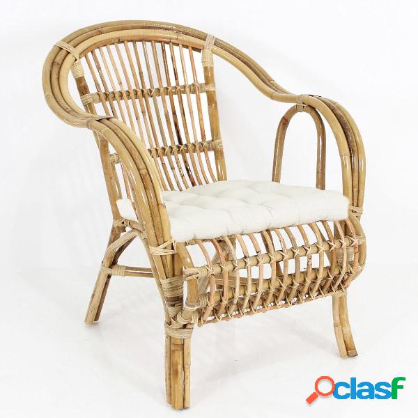 Poltrona classica da esterno in rattan con cuscino cm