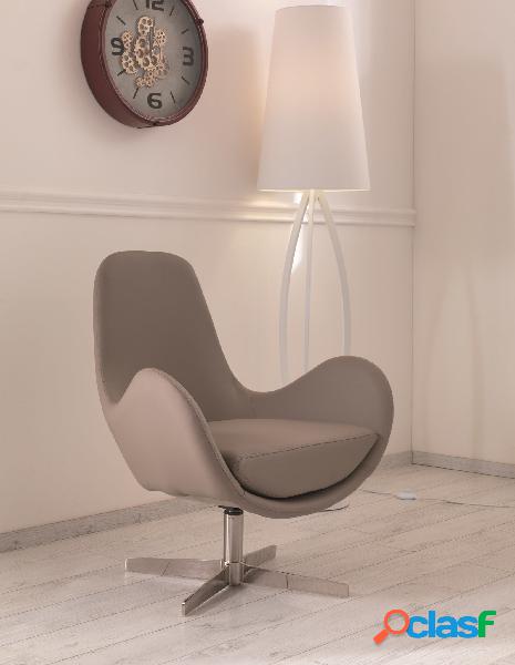Poltrona moderna girevole in ecopelle colore tortora