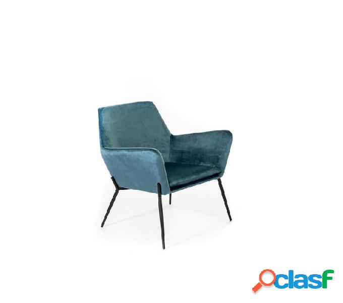 Poltrona moderna rivestita in velluto gambe in metallo nero
