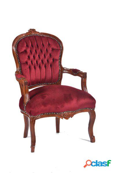 Poltroncina in stile barocco legno e tessuto colore rosso cm