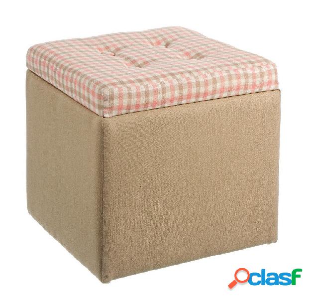 Pouf contenitore cubo in tessuto seduta fantasia scozzese cm
