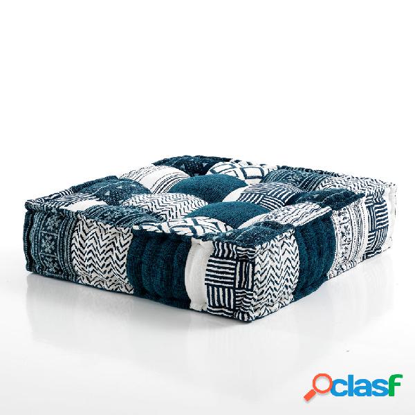 Pouf cuscino quadrato da terra rivestito in cotone patchwork