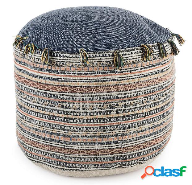 Pouf morbido stile etnico in cotone lavorato a mano cm Ø
