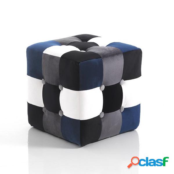 Pouf poggia piedi moderno morbido in tessuto patchwork cm
