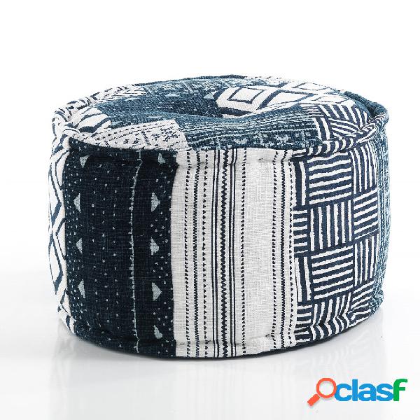 Pouf tondo rivestito in tessuto con tecnica patchwork cm Ø