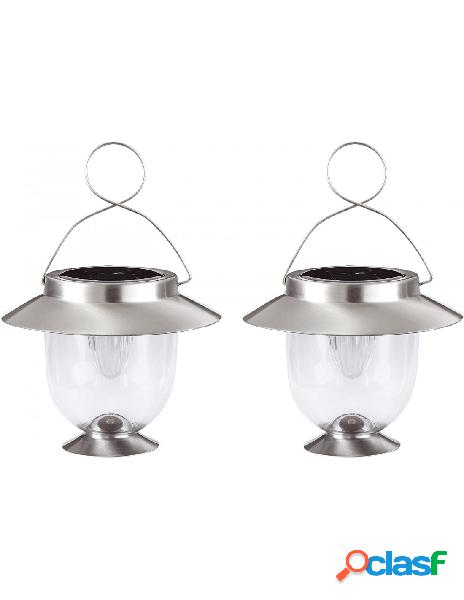 Princess - set 2 lanterne solari led argento 16,5x16,5x22,5