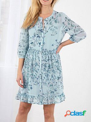 Printed Floral Chiffon Shift Dresses