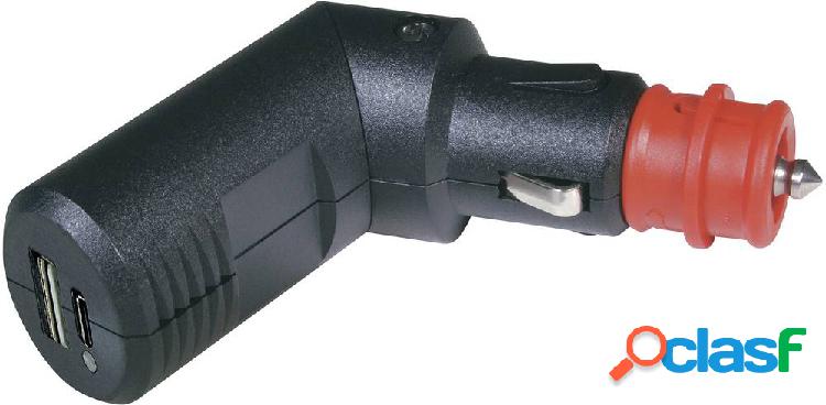 ProCar Spina di carica doppia USB-C/A angolabile 12 V/5 V.