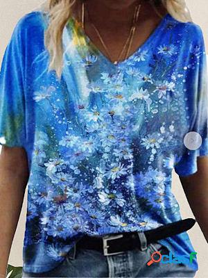 Pullover Printed Starry Sky Personalized Short-sleeved
