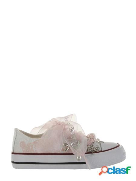 QUICKAS Sneakers in tela con tulle e ciondoli Bianco/rosa