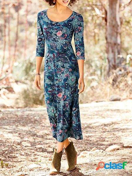 Regolare In forma Floreale Vintage Abiti Vestiti