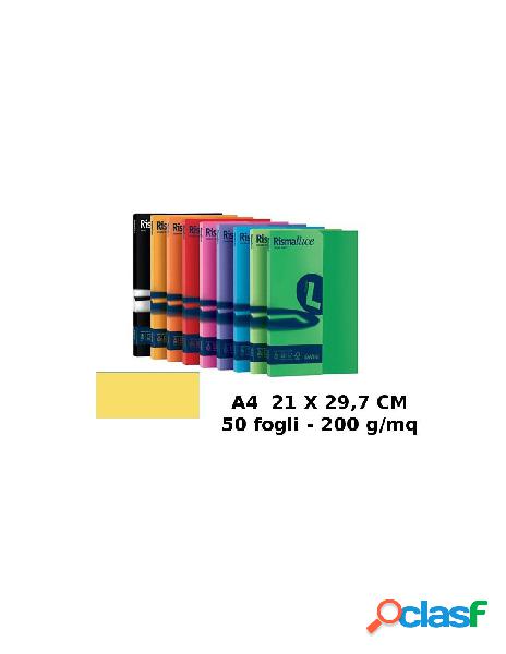 Risma luce confezione 50 fogli 200 gr a4 giallo sole