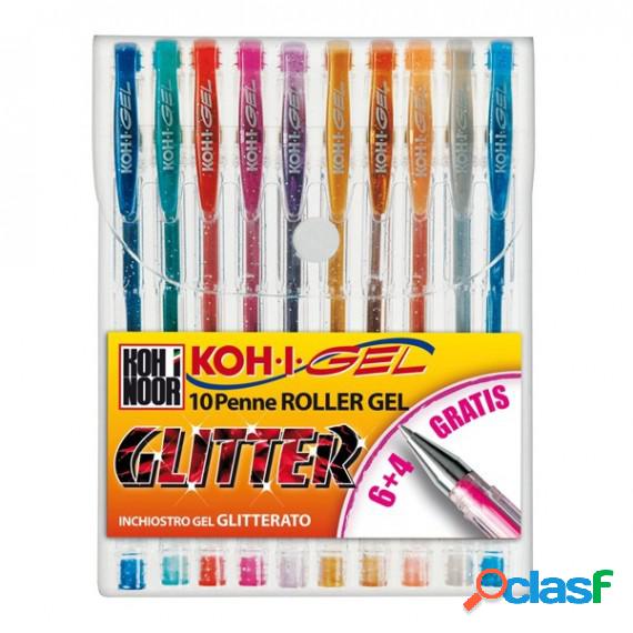 Roller gel colorati - colori glitter - Koh I Noor - astuccio
