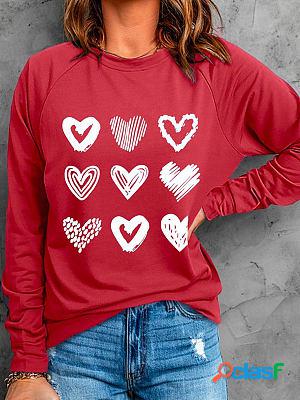 Round Neck Casual Loose Valentines Day Love Print Long