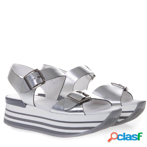 Sandali maxi h222 in pelle argento