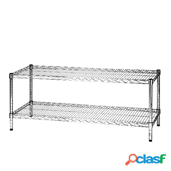 Scaffale cromato con 2 ripiani cromato in kit 45x121xh50 cm