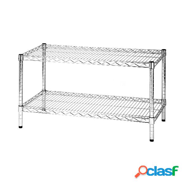 Scaffale cromato con 2 ripiani cromato in kit 45x90xh50 cm