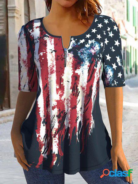 Sciolto America Bandiera Casuale Jersey Camicia