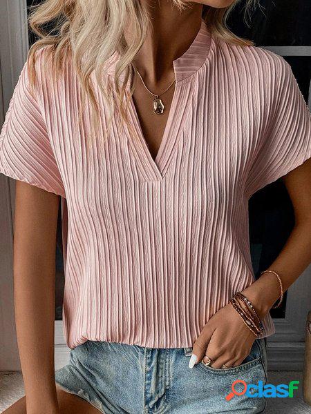 Sciolto Casuale Scollo a V Tinta unita Camicia