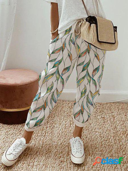 Sciolto Geometrico Stampato Allacciato Casuale Pantaloni