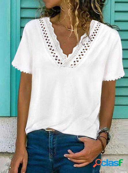 Scollo a V Casuale Jersey Camicia