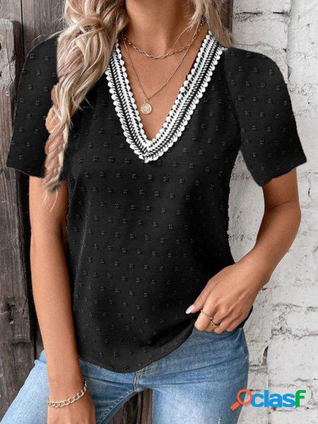 Scollo a V Casuale Sciolto Camicia