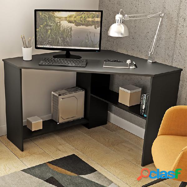 Scrivania ufficio angolare salvaspazio 80x80cm nero Norman