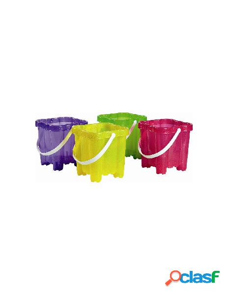 Secchio rodos grande trasparente colorato c/paillettes -