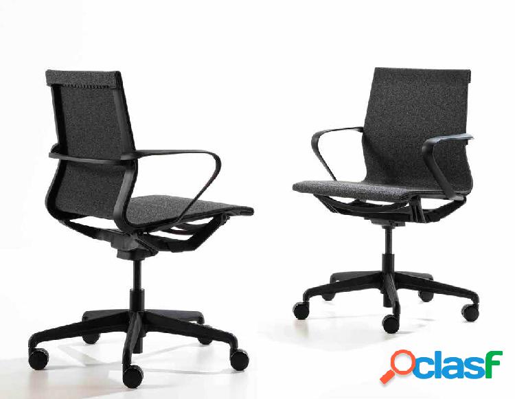 Sedia da ufficio regolabile rivestita in tessuto grigio cm