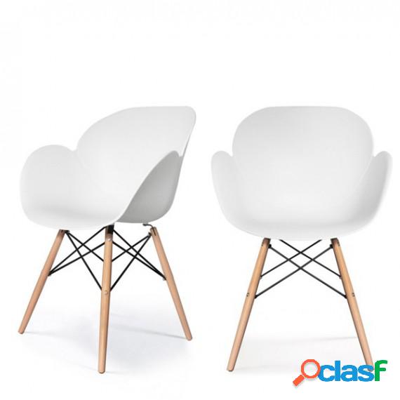 Sedia kiwood - 58x59x85 cm - PPL/legno - bianco - Paperflow