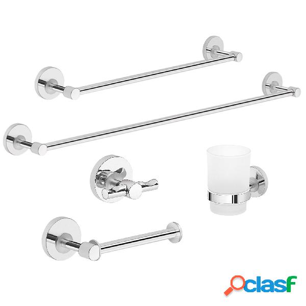 Set completo 5 pezzi Gedy Ficus metallo cromato lucido e