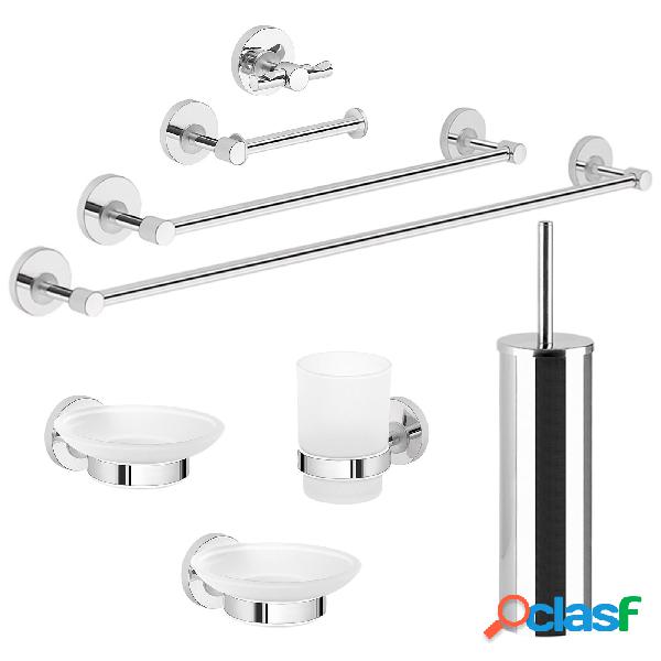 Set completo 8 pezzi Gedy Ficus metallo cromato lucido e