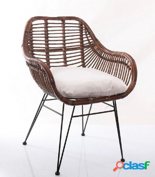 Set da 2 Poltroncina da esterno in giunco gambe in metallo