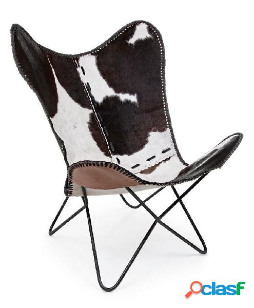 Set da 2 Poltroncina design farfalla in vera pelle struttura