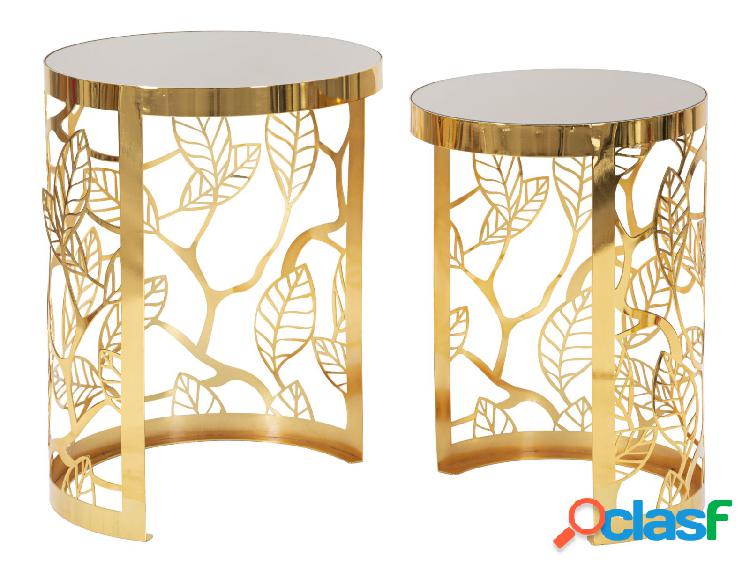 Set da 2 Tavolino design da salotto in metallo dorato con