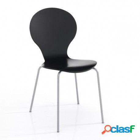 Set da 4 Sedia moderna in legno multistrato nero e metallo