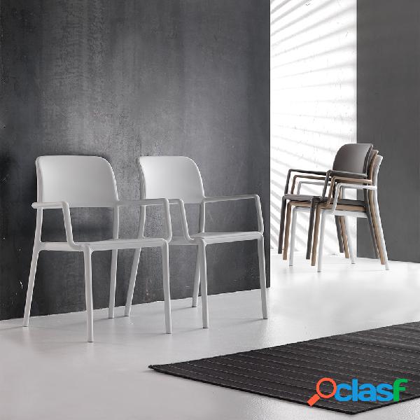 Set da 4 sedia moderna con braccioli in resina per soggiorno