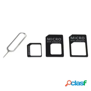 Set di Adattatori per Schede SIM 4-in-1 SIM OTB - Nero