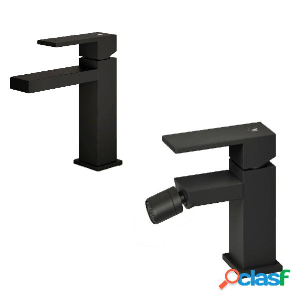 Set di miscelatori da bagno lavabo e bidet di colore nero