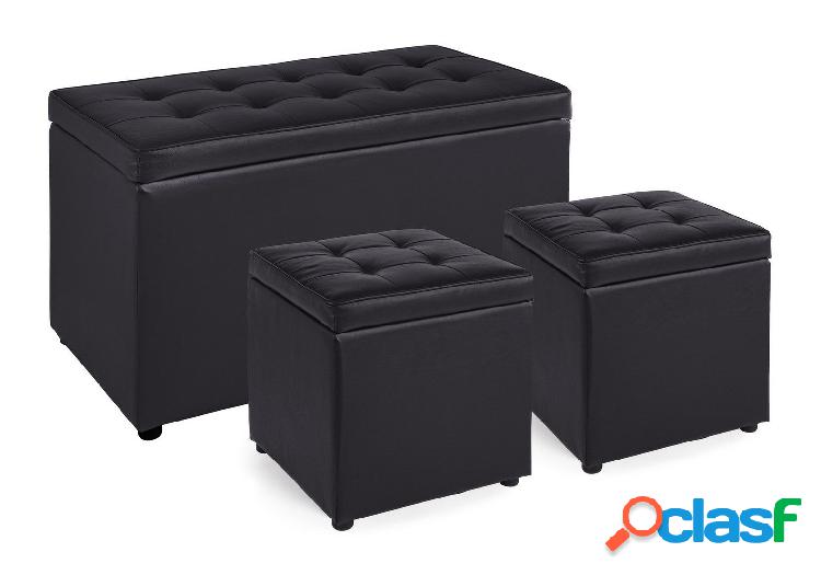 Set panca con 2 pouf cubo contenitore rivestimento in