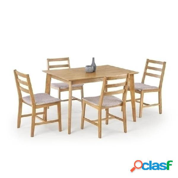 Set tavolo 120x80cm + 4 sedie moderno rovere Arona