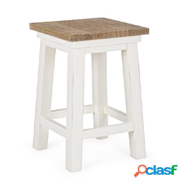 Sgabello alto in legno bianco seduta naturale stile country