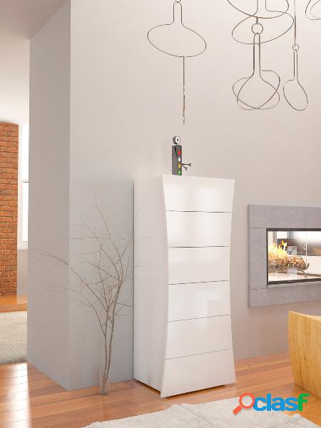Shaila - Mobile cassettiera in legno bianco lucido 6