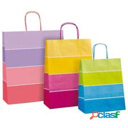 Shopper bicolor - con manici - carta ritorta - 16 x 8 x 21