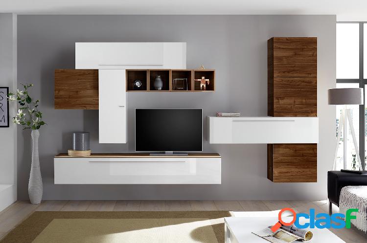 Sibilla - Parete sospesa per soggiorno con pensili design