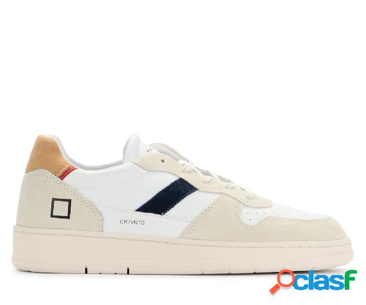 Sneaker D.A.T.E. Court 2.0 bianca beige e arancione