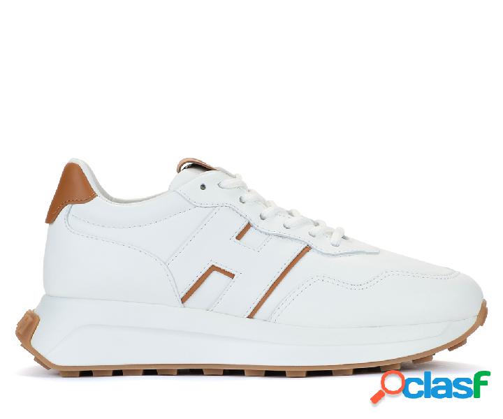 Sneakers Hogan H641 in pelle bianca e marrone