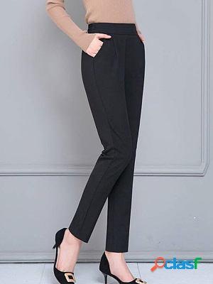 Solid Color Casual Elastic Elastic Waist Harem Pants Ninth