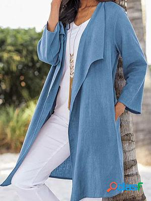 Solid Color Cotton And Linen Retro Mid-length Stand-up